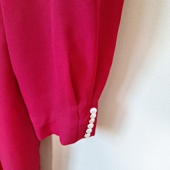 Vintage 80s/90s Red Lace Collar Midi Goth Coquette Dress Women Size 14 - Picture 9 of 11